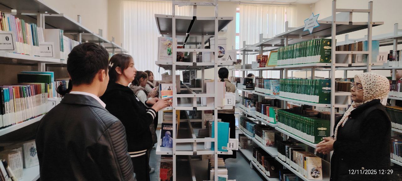 Axborot-kutubxona markazida  “INFOLIB OʻZBEKISTON-2025” XIV Milliy axborot-kutubxona haftaligining uchinchi kuni davomida kitobxonlikni targ‘ib qilish maqsadida  kutubxona bo‘ylab sayohat tashkil qilindi- 137-maktab