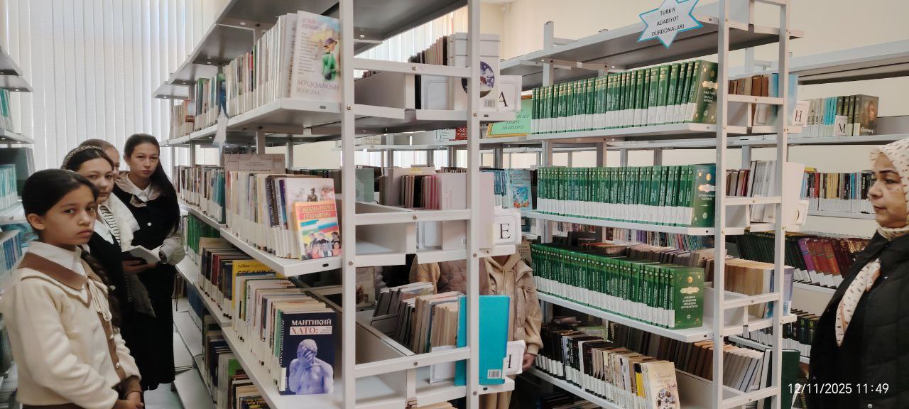 Axborot-kutubxona markazida  “INFOLIB OʻZBEKISTON-2025” XIV Milliy axborot-kutubxona haftaligining uchinchi kuni davomida kitobxonlikni targ‘ib qilish maqsadida  kutubxona bo‘ylab sayohat tashkil qilindi - 67 - 75 -maktablar